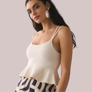 Maeve Anthropologie Bustier Peplum Top - Ivory - Medium